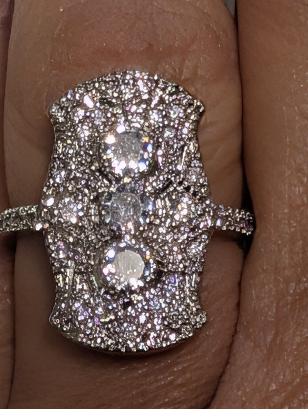 Stunningly Gorgeous Estate Style Pave And Round Channel Set CZ Silver Ring - Picture 3 of 9